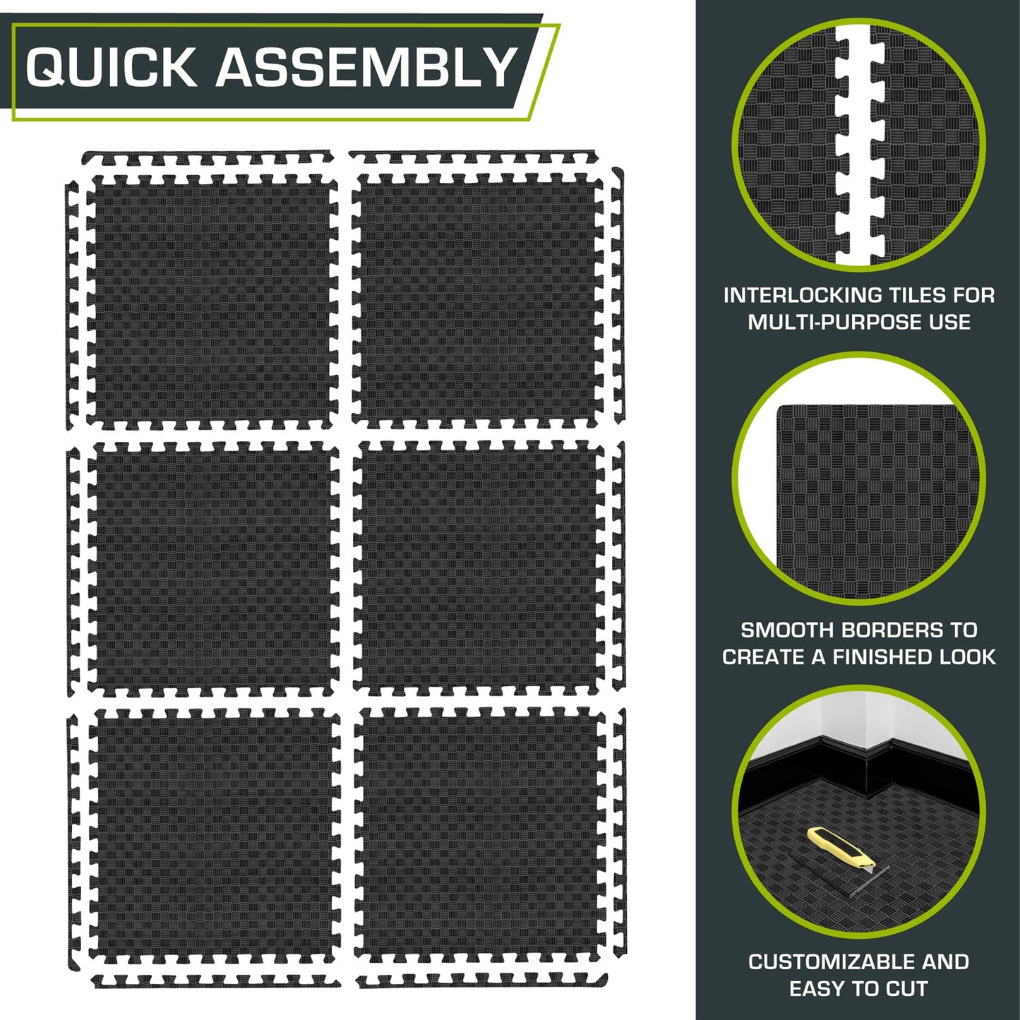 Checkered Exercise Puzzle Mat 1/2-in