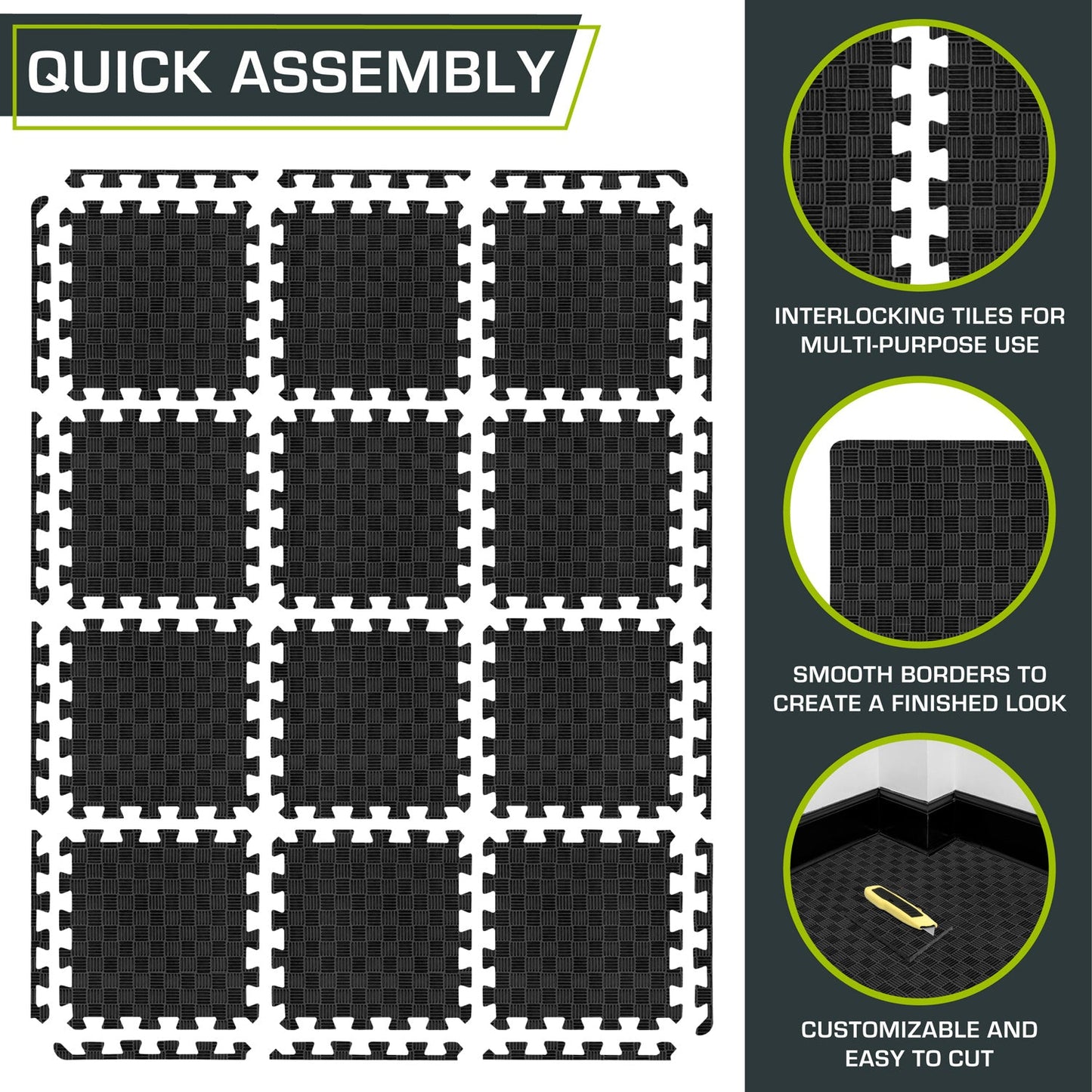 Checkered Exercise Puzzle Mat 12 x 12 x 1/2-in