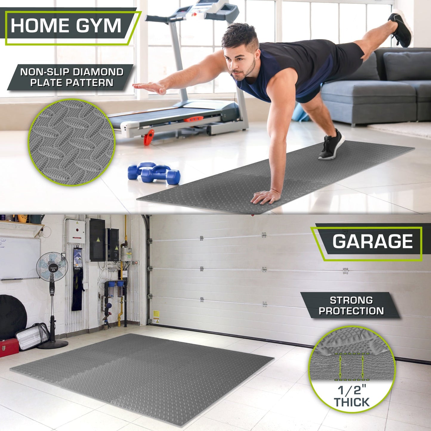 Diamond Plate Exercise Puzzle Mat 1/2-in