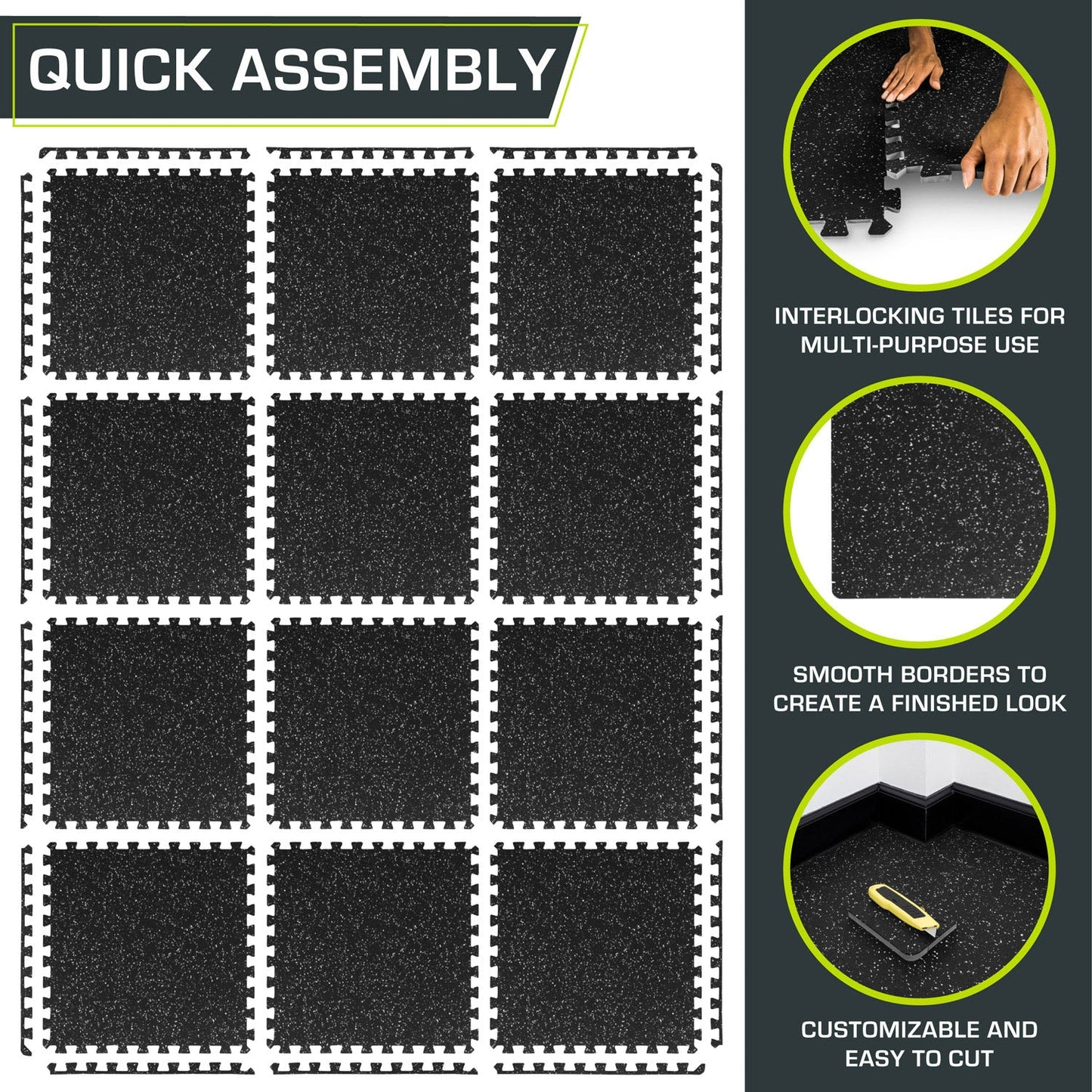Rubber Top Exercise Puzzle Mat 1/2-in