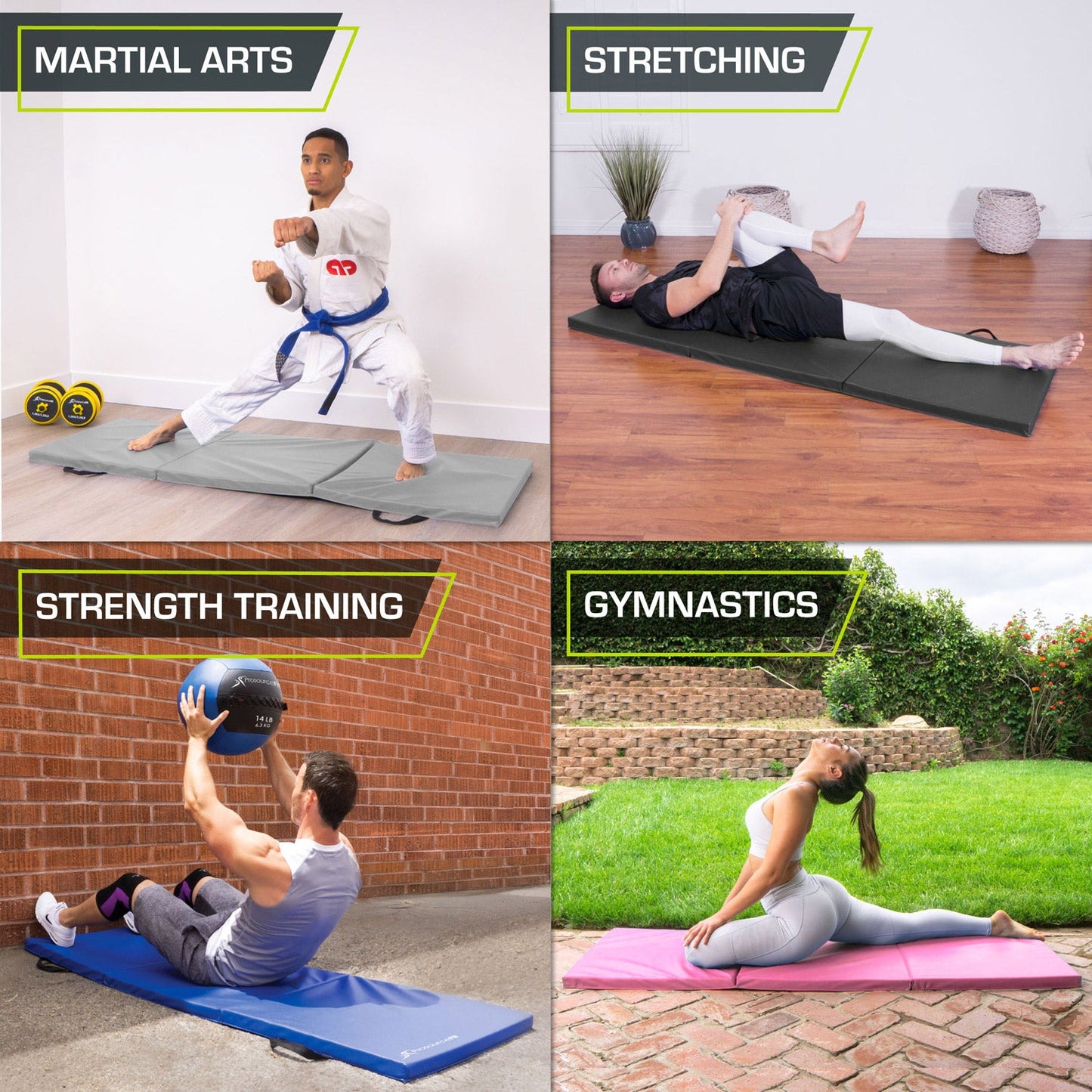 Tri-Fold Folding Exercise Mat 6x2x1.5