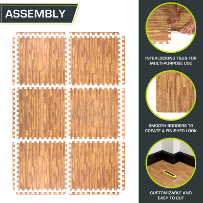 Wood Grain Puzzle Mat 1/2-in, 24 Sq Ft